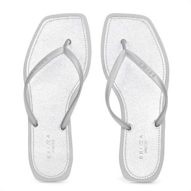 Imagem de Chinelo Brizza Arezzo Bico Quadrado Metal Square Prata - Feminino-Feminino