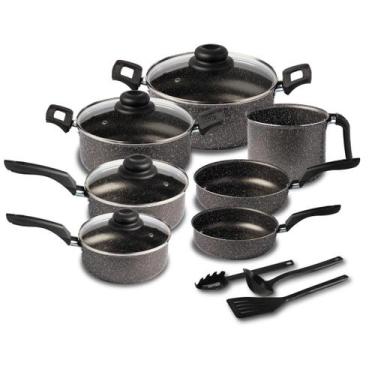 Imagem de Jogo de Panelas 10 Pçs Colori Antiaderente c/ Tampa de Vidro - Ditalia