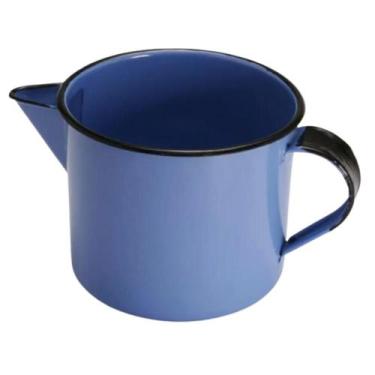 Imagem de Caneca Leiteira Fervedor Café Rústica Esmaltada 1L Azul - Metallouça