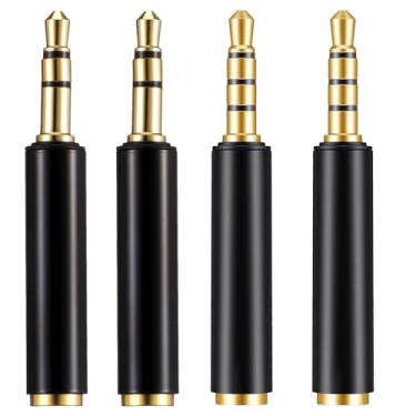 Imagem de Molain Pacote com 4 adaptadores TRS macho de 3,5 mm para TRRS de 3,5 mm, adaptador TRRS para TRS macho para fêmea, microfone, conversor de áudio, adaptadores de áudio compatíveis com câmeras