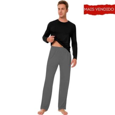 Imagem de Calça Masculina Básica Dia a Dia Tecido Leve Slim Fitness, Preto, G