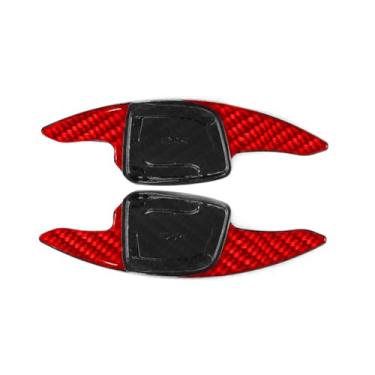 Imagem de Capa de acabamento de extensão de câmbio de volante automotivo 2 peças, para Audi S5 2020-2023 ABS fibra de carbono vermelha
