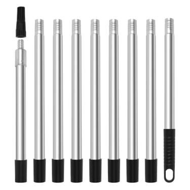 Imagem de MABCIRY Pólo de extensão de rolo de pintura de 3 m com adaptador cônico, 9 mastro de extensão de aço inoxidável leve segmentado, suprimentos de tinta para ferramentas de pintura e limpeza