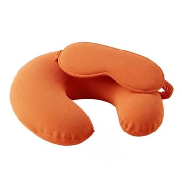 Imagem de Almofada de Pescoço para Viagem Cervical com Máscara Descanso de Cabeça Adulto Infantil(Laranja)