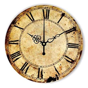 Imagem de U5GAAALPPQ9 Relógio de parede estilo retrô antigo vintage mudo grande relógio de parede chique gasto decoração de casa sala de estar 16 polegadas / 40 cm