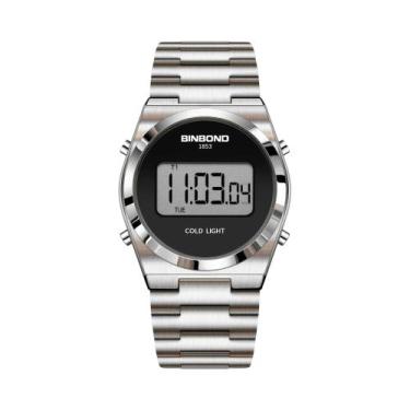 Imagem de Relógio Esportivo Digital De Luxo Masculino Em Aço Inoxidável Com LED,