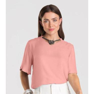 Imagem de Blusa Feminina Com Colar Dianna Rosa, M, Rosa