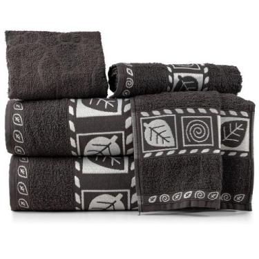 Imagem de Jogo De Toalhas 5 Peças Banho E Rosto 100 Algodão Com Piso Banheiro e 