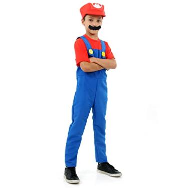 Imagem de Sulamericana Fantasias Fantasia Infantil Mario Bross Luxo 938536 P 3-5 anos, Azul, Vermelho