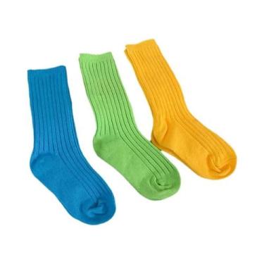 Imagem de Meias Longas Coloridas Para Crianças 3 Pares Macias E Confortáveis Est