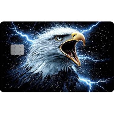 Imagem de Adesivo de capa de cartão de crédito Electric Eagle Lightning, adesivo decorativo de vinil, resistente a arranhões e à prova d'água, fácil aplicação sem bolhas com remoção sem resíduos
