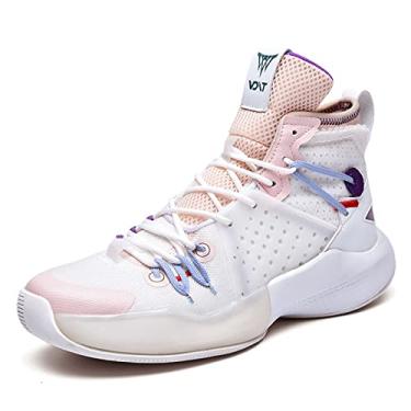 Imagem de Dilchasp Tênis de basquete masculino de cano alto moderno tênis de corrida antiderrapante para treinamento atlético, Branco, 40