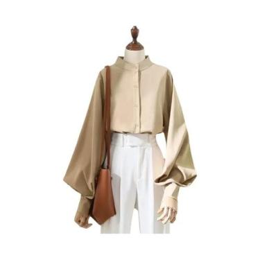Imagem de Blusa Feminina De Manga Longa Com Gola Alta, Camisa Solta Para Primave