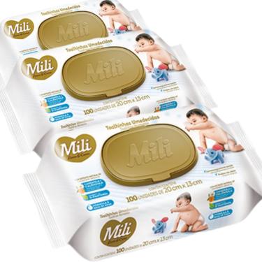 Imagem de Lenço Umedecido  Mili Love  Care  12 Pacotes com 100 unidades  total 1200  Toalhinhas Umedecidas