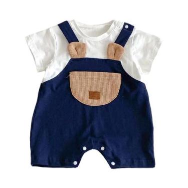 Imagem de Macacão De Verão Estilo Coreano Para Bebê Menino, Falso Duas Peças, Fo