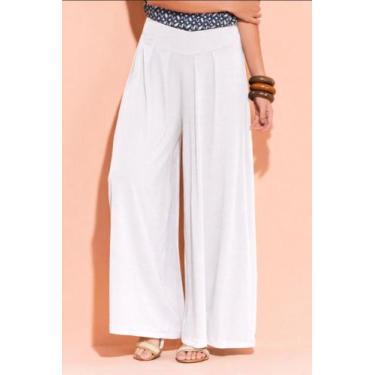 Imagem de Calça Pantalona Feminina Cintura Alta Tribo livre, Branco, GG