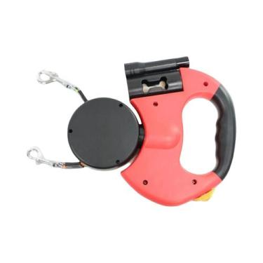 Imagem de Coleira Dupla Para Cães Com Luz LED Retrátil, Sem Emaranhados, Giratór