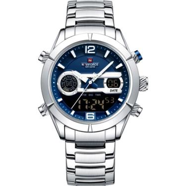 Imagem de Relógio Impermeável Digital Masculino Esportivo Duplo Display Prata