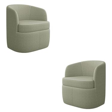 Imagem de Kit 2 Poltronas Decorativas Bel Sala De Estar Base Giratória Bouclê Verde água G33 - Gran Belo