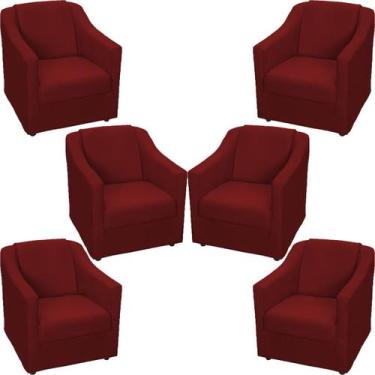 Imagem de Kit 6 Poltronas Decorativa Para Sala Recepção Manicure Barbearia Escri