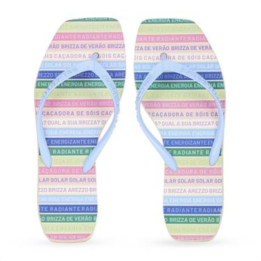 Imagem de Chinelo Brizza Arezzo Bico Quadrado Square Fitinhas Color Azul - Feminino-Feminino