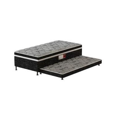 Imagem de Cama Box Conjugada Solteiro Probel Platinum com Cama Auxiliar 43x88x188cm - Preta/Cinza
