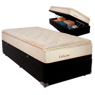 Imagem de Cama Box Baú Solteiro e Colchão Deluxe Molas Ensacadas Colchobel Preto
