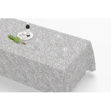 Imagem de Toalha De Mesa Retangular 12 Lugares Tecido Oxford Arabesco Cinza Prat