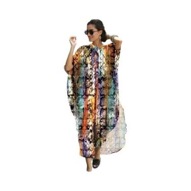 Imagem de Vestido Kaftan De Praia Com Botões Para Mulheres plus Size, Saída De P