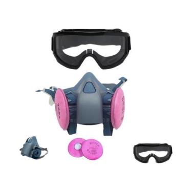 Imagem de Máscara Respiratória De Silicone 7502 Com Filtro 2097 E Óculos De Prot