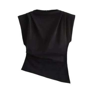 Imagem de Moda sem ombros estilo europeu americano simples plissado decorativo n