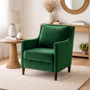 Imagem de Poltrona Fixa para Sala de Estar Veludo Ellen Verde