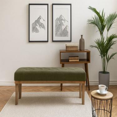 Imagem de Puff para Sala de Estar 100cm Linho Theo Verde