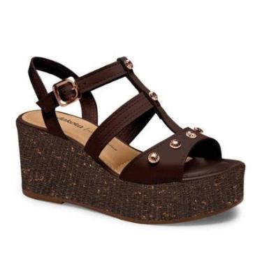 Imagem de Sandalia Anabela Feminina Dakota Aplique Tachas Moda Casual Ref: Y9541-Feminino