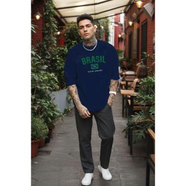 Imagem de Camiseta Casual Masculina Bandeira do Brasil Eleição Copa Malha Confortável em Algodão do P ao G1-Masculino