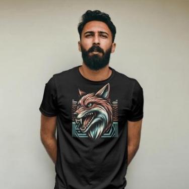 Imagem de Camiseta Masculina Lobo Feroz Algodão Leve e Confortavél-Masculino