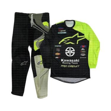 Imagem de Conjunto De Roupa De Motocross Kawasaki Para Crianças, Calças De Secag