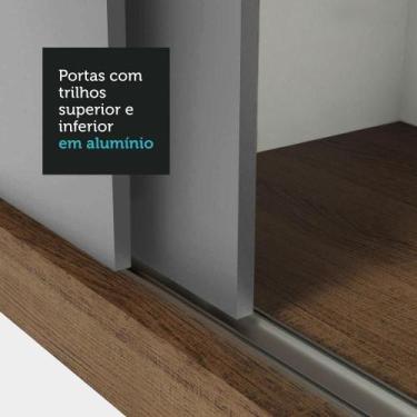 Imagem de Guarda-roupa Casal 3 Portas Correr Espelho Rustic/cinza - MADESA