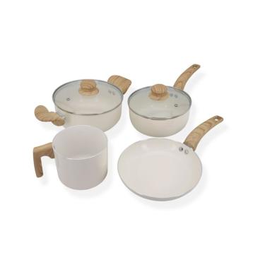 Imagem de Jogo de Panelas Vanilla de Alumínio com Revestimento Cerâmico e Cabo de Baquelite - 4 Peças