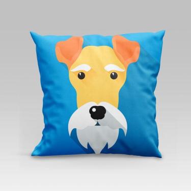 Imagem de Capa De Almofada Estampada Pet Dog Em Veludo Suede 45cm X 45cm - Decoração Raças Cachorros Cor Fox Terrier