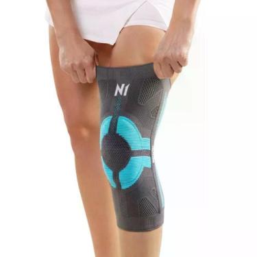 Imagem de Protetor De Joelho Linha Pro Ortopédico N1 Sport Oficial, Cinza com Az