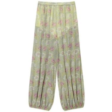 Imagem de Calças Femininas De Cintura Alta Com Estampa Floral, Modelo Baggy, Ver