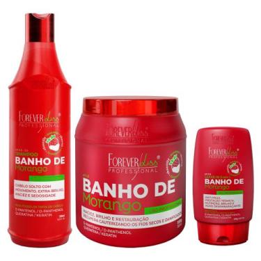Imagem de Kit Banho de Morango 1kg Brilho Extremo  Forever Liss - Forever Liss P