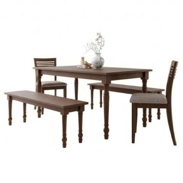 Imagem de Mesa de Jantar 2 Bancos 2 Cadeiras Rubi Madeira Macica Taeda Festra