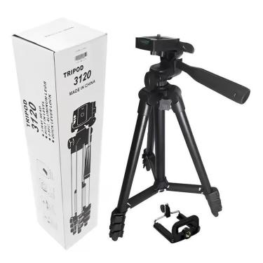 Imagem de Tripé para Câmeras e Celulares OEM Tripod 3110 Altura Ajustável 1 e 02m com Nível de Bolha e Rotação 360 graus  Preto