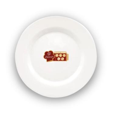 Imagem de Prato de Sobremesa Prato Sobremesa de Melamina - Branco - 20,3x1,9cm para Servir Doces em Melamina Leve Resistente