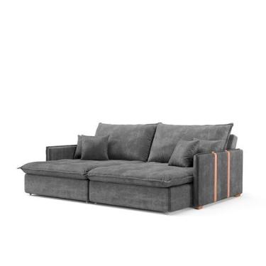 Imagem de Sofá Retrátil Sem Caixa 3 lugares Solomons Velosuede Grafite 214 cm - 