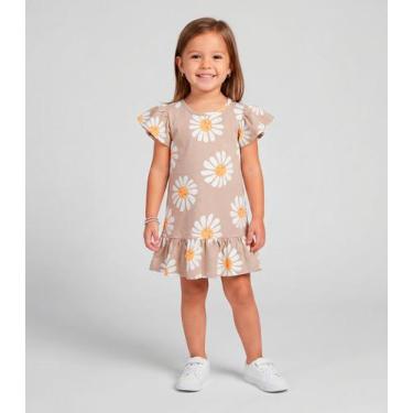 Imagem de Vestido Infantil Com Babado Franzido Select Marrom, 8, Marrom