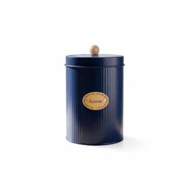 Imagem de Pote Para Açucar Com Tampa Hermética E Puxador De Bambu - Azul Marinho
