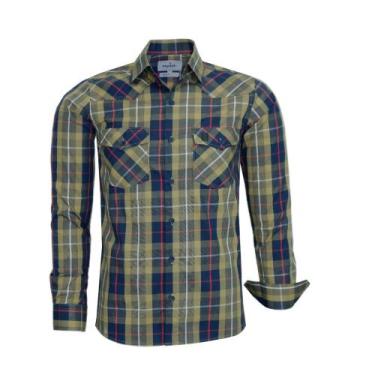 Imagem de Camisa Social Amil Masculina Xadrez Manga Longa Comfort Com Bolso 1885